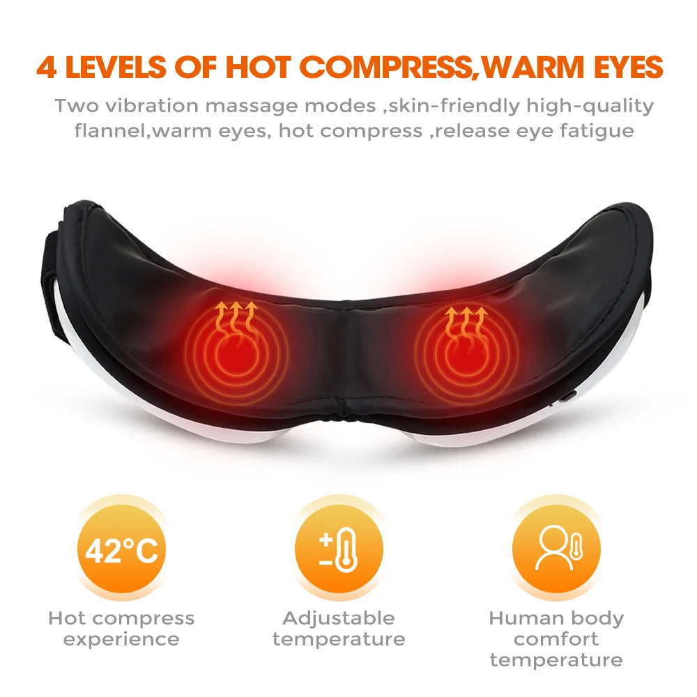 Smart Eye Massager 4 Modes Vibration Eye Care Instrument Hot Compress Bluetooth Eye Massage Relieve Fatigue Improve Sleep Shade