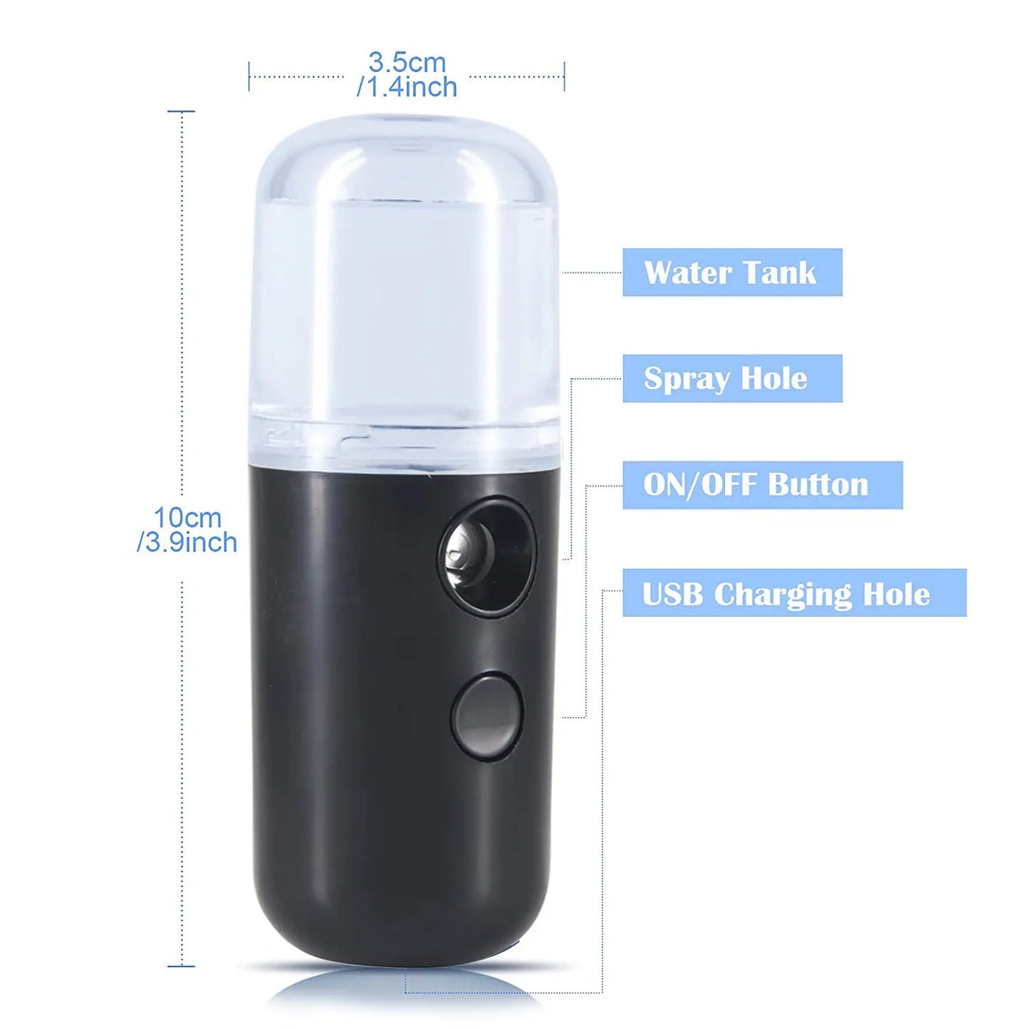 30ml Mini Humidifier Portable Rechargeable Small Facial Steamer Wireless Nano Personal Face Hydrat Sprayer Cool Mist Maker